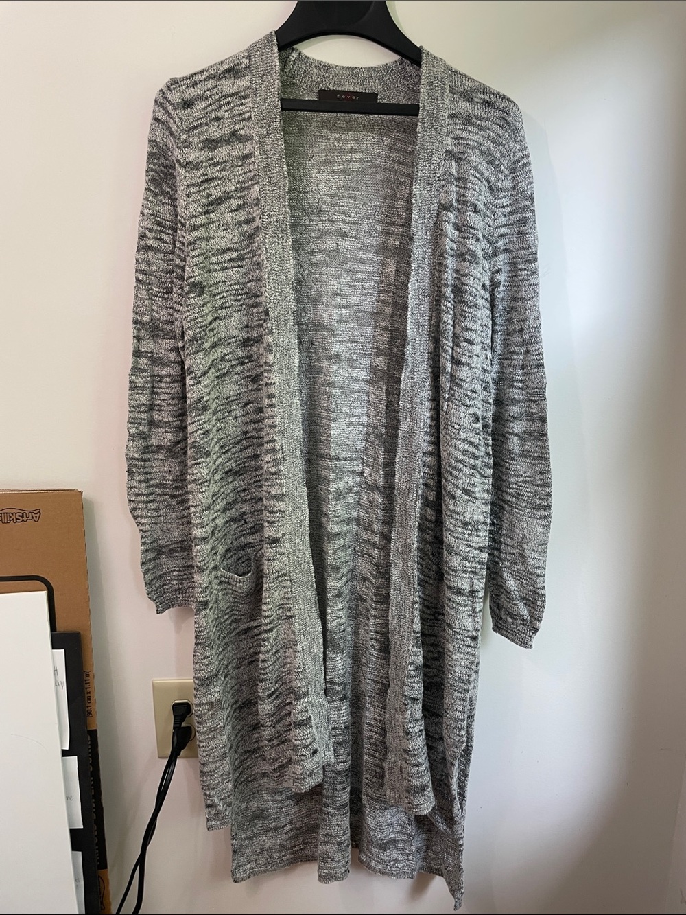 Fever Gray Open-Front Semi-sheer Grunge Womens Cardigan Sweater Size XL
